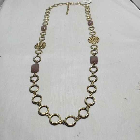 Bijou gold chain link with rose quartz necklace - Picture 4 of 7